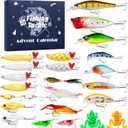 Fishing Advent Calendar 2025, 24 Days Fishing Lure Tackle Set Christmas Countdown Calendar for Fisherman Adult Men Teen Boys