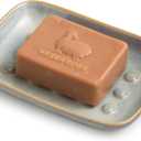 Soap Dish for Shower, Ceramic Soap Dish for Large Soap Bars, Non-Slip Soap Holder & Saver Tray with Floating Point Design for Bathroom, Shower, Kitchen Sink, Save Soap Loss (Grey)