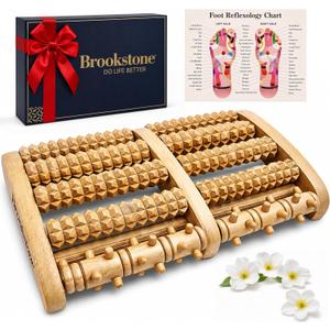 Brookstone Foot Massager for Neuropathy & Plantar Fasciitis Relief - Wooden Foot Roller Massager, Neuropathy Pain Relief for Feet - Mom Gifts for Women Portable for Home or Travel