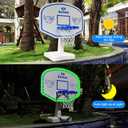 Solar Pool Basketball Hoop with Lights, 34"x34"x42.2" Oversized Swimming Pool Toys with 2 Balls/Pump for Poolside Water Basketball Game, High Brightness LED Poolside Basketball Hoop for Kids & Adults