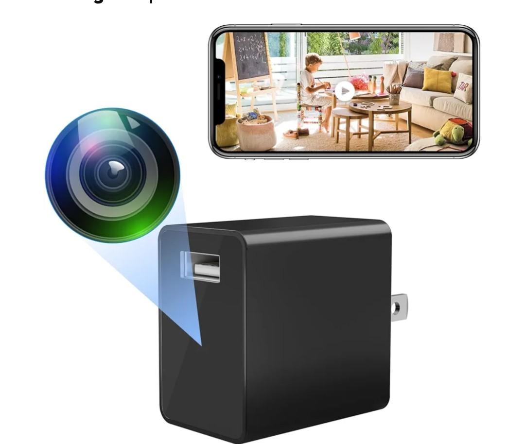 Small Wireless Camera with USB Charger - Full HD 1080P - Mini Security Cam for Indoor Use - Cloud Storage