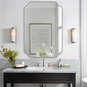 ANDY STAR Chrome Scalloped Mirror, 26x38 Inch Polished Chrome Rectangle Mirror, Unique Bathroom Mirror with Scalloped Edge Design, Rust-Proof Stainless Steel 1 Frame, Home Decor