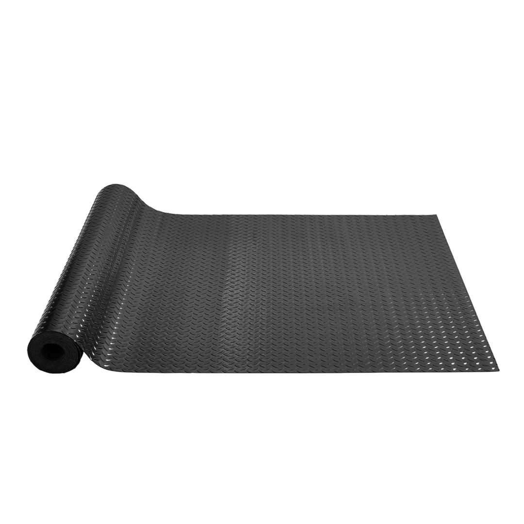 VEVOR Rubber Flooring Roll, 4 x 15 ft SBR Diamond-Plate Rubber Mat, 3mm Thickened, Easy to Clean, Customizable Size, Non-Slip Floor Protector Mat for Under Cars, Garage, Warehouse, Industry Gym, Black