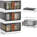HAIXIN Plastic Storage Containers, Stackable Closet Organizers and Storage, Folding Bookshelf for Bedroom, 8.4 Gal Collapsible Laundry Organizer, 4 Pack