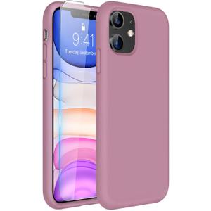 Miracase Designed for iPhone 11 Phone Case, with Screen Protector, Liquid Silicone Gel Rubber Full Body Drop Protection Shockproof Cover Phone Case for iPhone 11 6.1 inch (Blackcurrant)