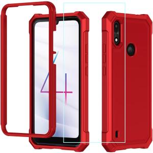 for Gabb Phone 4 Case with Screen Protector,Gabb 4 Phone Case Front Silicone Bumper Frosted PC Back Full Body Protection Military Grade Rugged Corner Cover for Kids Teens Red