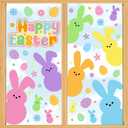 JarThenaAMCS 9 Sheets Happy Easter Window Clings Cute Cartoon Bunny Rabbit Egg Floral Window Decals Double-Sided Hip Hop Glass Stickers for Spring Home Office Classroom Shop Display Decor
