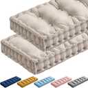 Dilunave Pack of 2 Bench Cushions for Indoor Furniture, 36x14 Inch Velvet Kitchen Dining Piano Window Seat Cushion, Tufted Memory Foam Patio Porch Swing Bench Seat Pads (Ivory White)