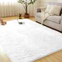 Andency 6x9 White Shag Area Rug for Living Room, Faux Fur Fuzzy Plush Indoor Bedroom Rugs & Carpets, Non Skid Soft Fluffy Rug for Room