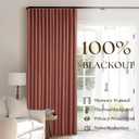 Terracotta Pleated Linen Blackout Curtains 90 Inches Long for Bedroom Living Room Pinch Pleat Black Out Thermal Insulated Ring Hooks Back Tab Room Darkening Drapes Burnt Orange Curtains with Liner