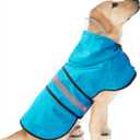 Dog Raincoat Waterproof Reflective Slicker - Lightweight Breathable Hooded Poncho Rain Coat Jacket with Adjustable Belly Strap and Leash Hole for Small Medium Large Dogs (Medium, Blue)