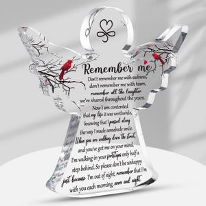 Jetec Sympathy Bereavement Gift Angel Red Cardinal Acrylic Memorial Gift for Loss of Loved One Remember Me Grieving Keepsake for Mom Dad Grandma Friend(Classic Cardinal)