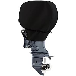 STEECA Waterproof Outboard Motor Cover 600D Fade Resistant Boat Engine Hood Cowling Cover Fits Motor up to 25 HP, Black