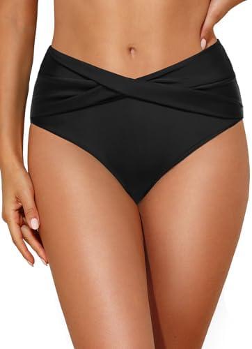 Talisea Women Full Coverage Bikini Bottom - V Cut Bathing Suit Bottoms Mid Waist Twist Front Swimsuit Bottom Swimwear 2025 Size L-XL