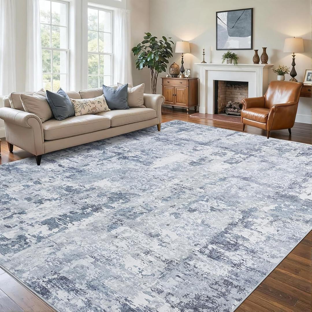 GarveeHome Large Area Rugs 9x12 for Living Room, Abstract Washable Rug Modern Non Slip Floor Mat Carpet Indoor Thin Accent Rug for Bedroom Dining Room Playroom Nursery Home Decor