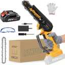 6 inch lithium chainsaw (6-inch yellow 1 Battery 2 Chain)