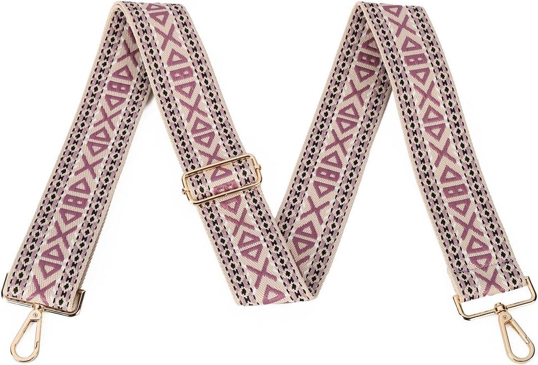 2 x Wide Purse Strap Replacement Crossbody Shoulder Bag Strap Adjustable Handbag Strap Replacement Belts Gold Hardware (Purple)