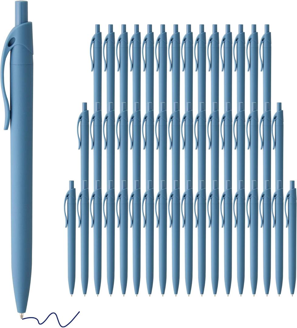 Deegtran 50 Pack Retractable Blue Ballpoint Pens, Medium Point, Smooth Ink, 1.0MM (Blue)
