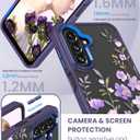 for Samsung Galaxy A17 5G Case+Tempered Glass Screen Protector,Military Grade Protective Slim Soft TPU +Hard PC,Girls Women Crystal Clear Flower Pattern Cover for Galaxy A17 5G-Deep Purple