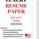 70lb Luxury Resume Paper, Bright White 8.5" x 11" Business Paper | 100 Sheets, Perfect for for Resumes, Letterhead, Invitations, and Professional Documents