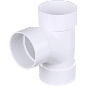 NDS 3P09 PVC S&D Sanitary Tee, 3-Inch, for Hub X Hub Solvent-Weld Connections, for use with 3-Inch Sewer and Drain Pipe, White