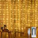1 Pack 195 LED Curtain Tapestry Lights Backdrop String Lights, 6.5 x 5 Feet Hanging Fairy Curtain Lights with 8 Lighting Modes and Remote for Bedroom Window Wall Indoor Outdoor Graduation Decor
