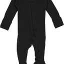 L'ovedbaby Baby Organic 2-way Zipper Footie (Black, NewBorn)