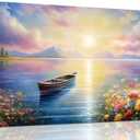 Zoyotago Wall Art Large Landscape Sunrise Artwork Blue Wall Art Modern Wall Decor for Living Room Bedroom Office Home Decor Canvas Prints 20x40 Inch