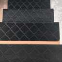 9"X36" Bullnose Stair Treads Carpet Non-Slip for Wooden Steps Indoor, Machine Washable and Reusable with Tape Free Self-Adhesive Back for Pets, Set of 15, Black