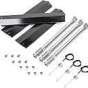 Hisencn Replacement Parts for Chargriller 3070, Char-Griller Texas Trio 3070 Grill, Stainless Steel Burner, Porcelain Steel Heat Plate Tent, Ignitor for Chargriller Texas Trio 3070 Replacement Part