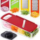 Geedel Professional Mandoline Slicer for Kitchen, Multi Purpose Vegetable Slicer Cutter, Vegetable Cutter Onion Cutter for Veggie Fruit Cheese (Red)