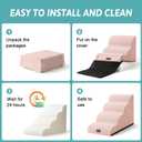 COZY KISS Dog Stairs for Small Dogs 19.7" H, Curved Dog Step for Puppy, Older or Cat, Medium Pet Ramp for Sofa, Couch or Bed, Ladder with High Density Foam, 4 Step, 15.7x28.3x19.7 inch, Pink