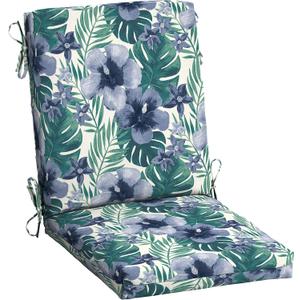 Arden Outdoor Dining Chair Cushion, 20 x 20, Rain-Proof, Fade Resistant, Salome Tropical (Blue Salmone Tropical)
