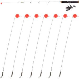 Ice Fishing Red Spring Bobber Stops Stainless Steel Fishing Wire with Red Beads