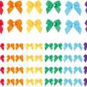 Meseey 60pcs Mini Ribbon Bows with Pearl Ribbon Flowers Appliques DIY Craft for Sewing, Scrapbooking, Wedding, Gift,Christmas Decoration (Rainbow) (1 Inch Satin Ribbon)