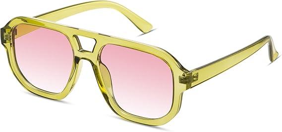 livho Trendy Polarized Square Aviator Sunglasses Women Men Square Eyewear Frame, Retro Sun Glasses for Women Men 2025 Shades