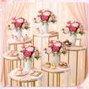 Domensi 6 Sets Wedding Floral Centerpiece for Table Decor, Artificial Peonies Silk Flowers Bouquet with Flower Foam and Metal Vase Faux Floral Arrangement for Bridal Shower Tea Party (Rose and Pink)