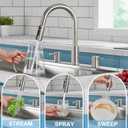 Tohlar Kitchen Faucets, Brushed Nickel Kitchen Faucet Pull Down Sprayer Stainless Steel Sink Faucets with Soap Dispenser Commercial Modern Rv Faucets, Llaves para fregaderos de cocina