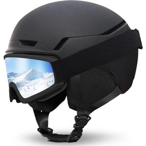 Ski Helmet with Goggles Set,DXH-816 Snowboard Helmet for Adults-with 6 Vents, PC Shell and EPS Foam, Snow Helmets for Men Women Youth (Medium)