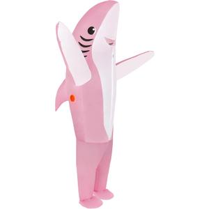 KMiKE Inflatable Shark Costume for Adult(Kids) Funny Halloween Costumes Fantasy Cosplay Blow up Costume (Pink)