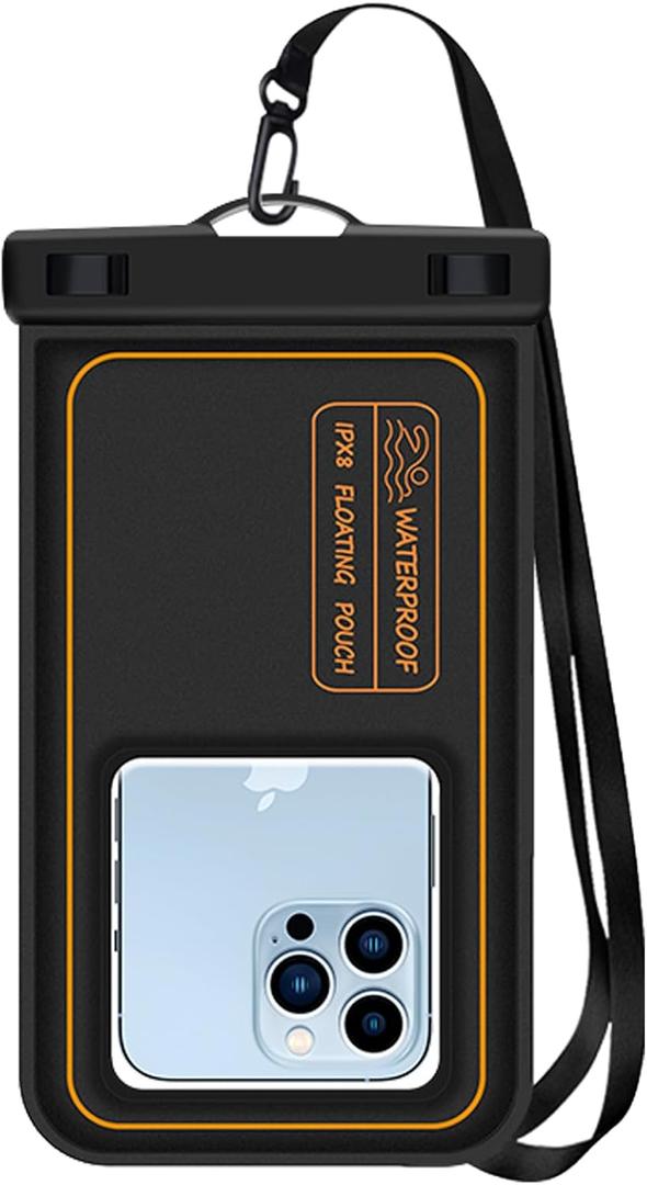 Floating Waterproof Phone Pouch IPX8 Waterproof Phone Case for iPhone 16 15 Pro Max 14 Plus 13 12 11 XR XS SE Galaxy S24 S23 S22 FE Up to 7.2'', Water Proof Dry Bag For Beach Swim Kayak