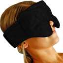 Huggaroo Microwavable Heated/Iced Eyes Sleep Mask. Perfect for Migraines, Headache, Stress, Dry Eyes, Sinus Pressure Relief and Relaxation- Black