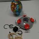 Muse Garden Hand Blown Glass Hummingbird Feeder - 19OZ Plastic Base Humming Bird Feeders for Outdoors Hanging, Garden Decor Gifts for Bird Lovers, Blue Fireworks