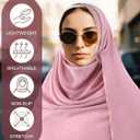 Geyoga Hijab Scarf for Women Soft Chiffon Rhinestone Long Scarf Shawl Fashion Muslim Hijab Head Wrap Scarves (Pink)