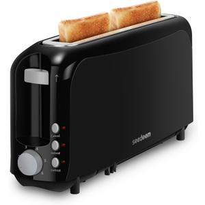 SEEDEEM 2 Slice Slim Toaster, Single 10" Long Slot Toaster Fits Bagels & Artisan Bread, 6 Shade Settings, Cancel/Reheat/Defrost, Removable Crumb Tray, Auto Shut-Off, Black (3.54 x 14.37 x 6.89 inches)