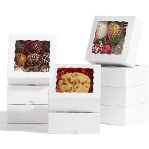 RomanticBaking 101PCS 5x5x2 Inch Cookies Boxes with Clear Window for Bakery, Strawberries, Chocolate Bomb, Cakesickle, Mini Cake, Cinnamon Roll