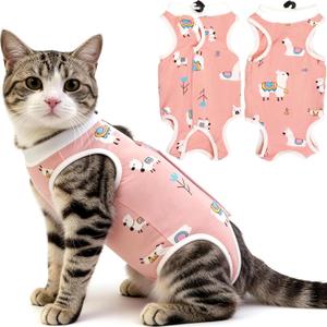 Hpetppy Cat Recovery Suit for Spay Abdominal Wounds, Breathable Cat Onesie for Cats After Surgery Female, Kitten Surgical Recovery Suit Female Cone of Shame Alternative for Cats Anti Licking, M