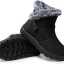SHIBEVER Winter Boots for Women Waterproof: Womens Snow Boots Warm - Ankle Fur Lined Booties - Insulated Winter Shoes (10, Black)