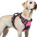 rabbitgoo Dog Harness for Large, No Pull Pet Harness with 3 Buckles, Adjustable Soft Padded Vest with Control Handle, Walking Reflective Pet Vest for Large Dogs, Rose Pink, L