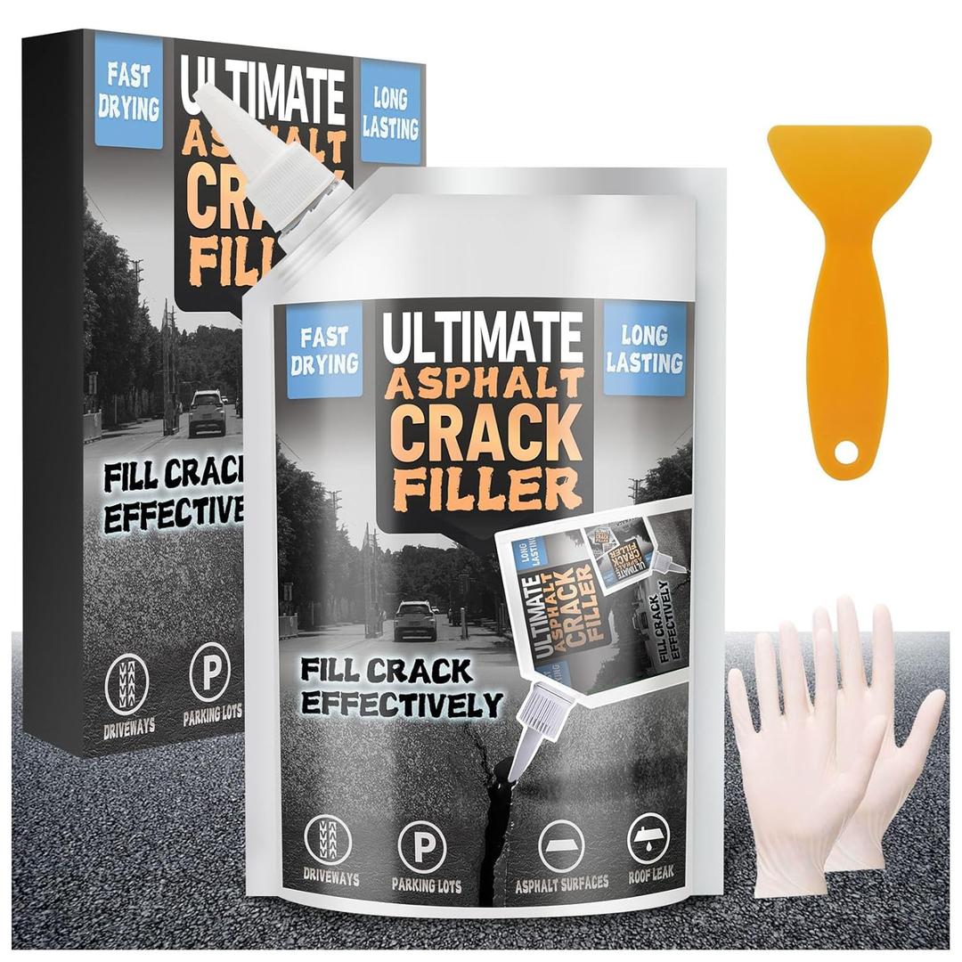 2 x Meuvcol Asphalt Crack Filler, 3.3 LB High Elasticity Asphalt Driveway Crack Filler, Self Leveling Asphalt Sealant for Driveway, Hole, Road, Blacktop Joint Filler, Flexible Concrete Sealer